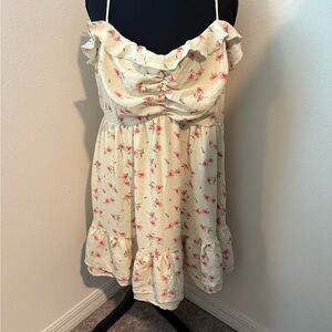 ARULA Floral Mini Dress in Cream and Pink